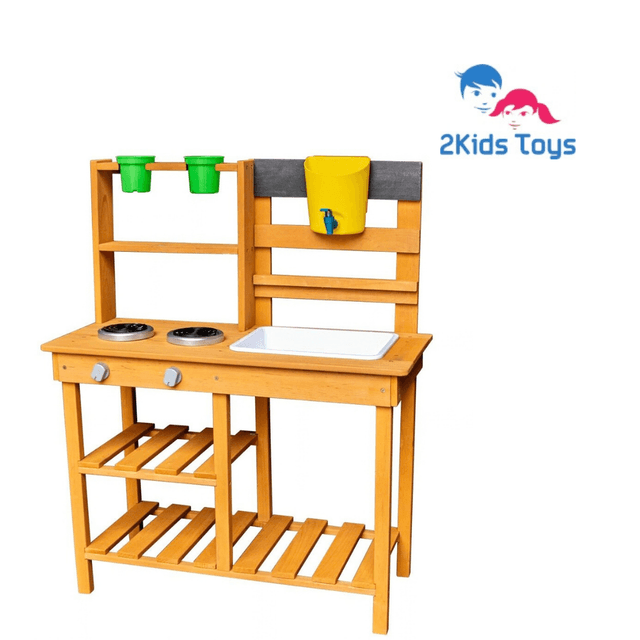 2Kids Toys Дървена детска кухня с мивка и течаща вода