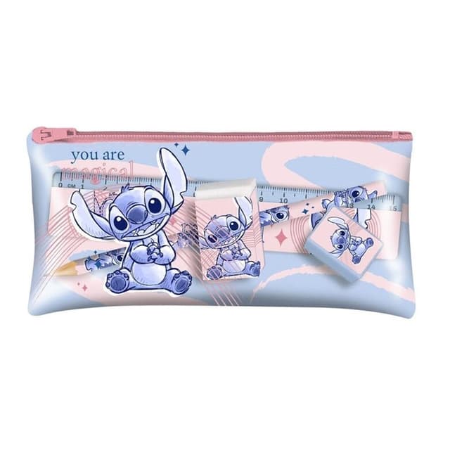 Несесер за училище Kids Licensing Stitch, с ученически пособия 5 части