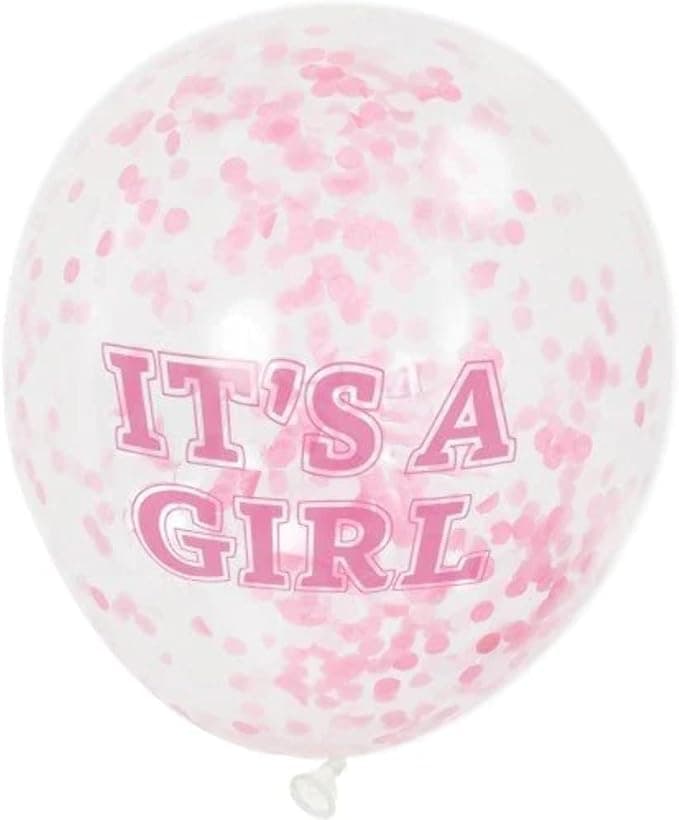 6 pcs Balloons with Pink Confetti "It's a Girl" 30cm