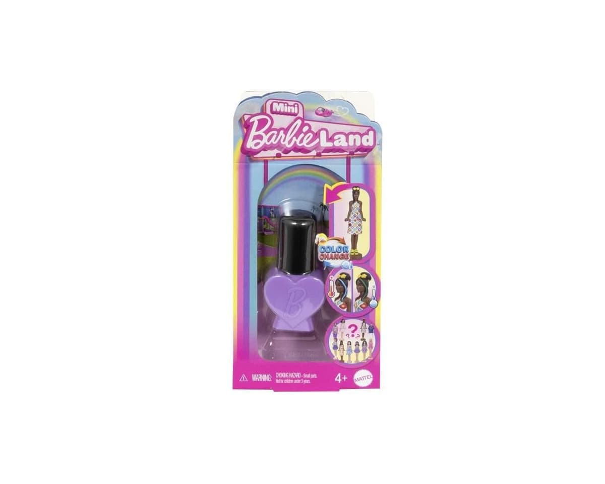 Mini Barbie Land Doll - Nail Polish with Surprise Doll 3.8 cm, Assorted