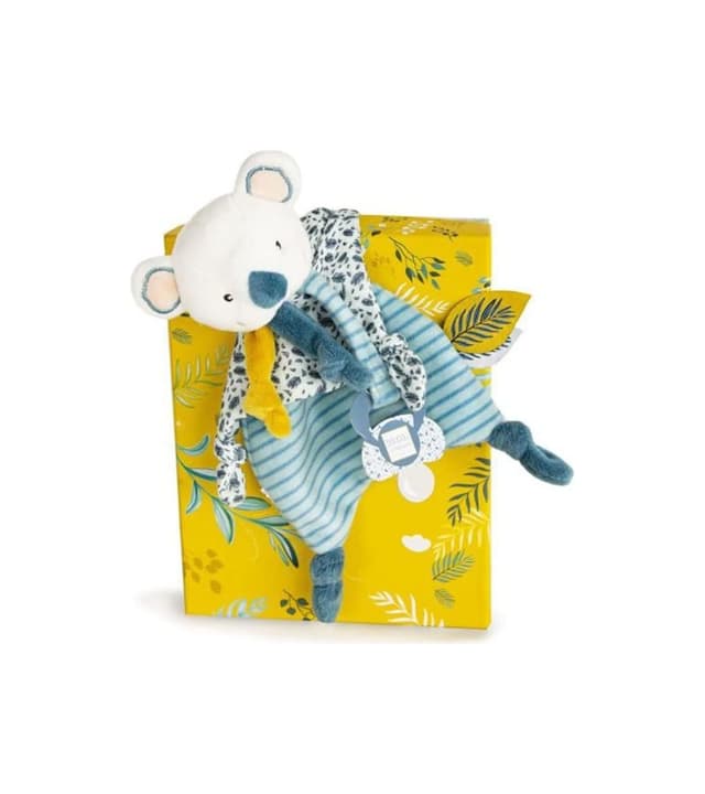 Плюшена играчка за гушкане Doudou коала и клипс за залъгалка 25 см с луксозна кутия, DC3665