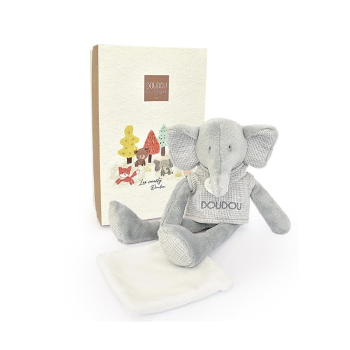 Doudou Sweety Elephant Cuddly Plush Toy with Comforter 25 cm, DC4188