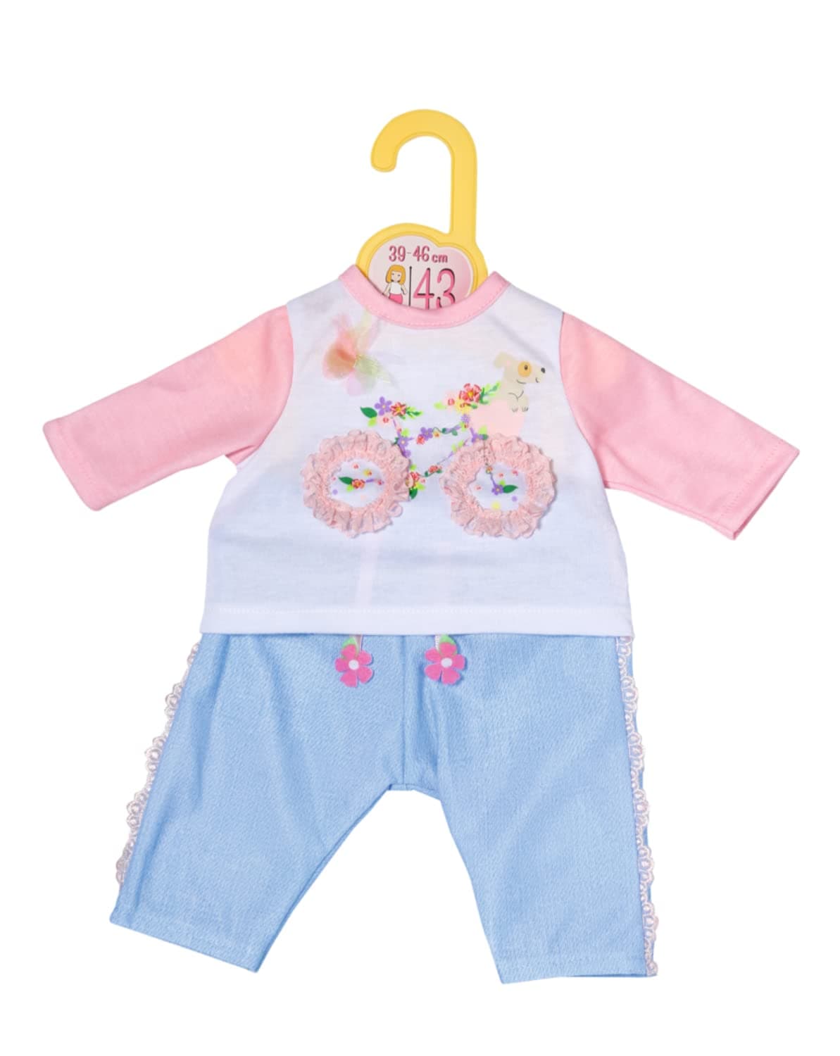 Dolly Moda - Комплект с картинка велосипед, 43 см