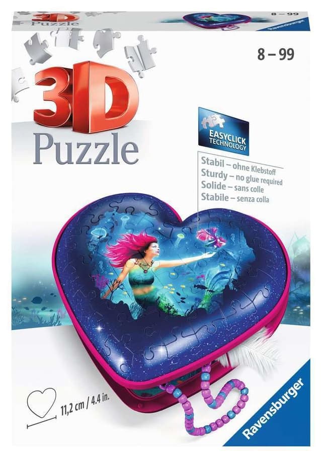 3D Пъзел Ravensburger 54 ел. - Кутия за бижута сърце: Русалки