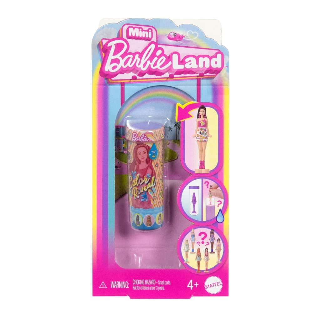 Кукла Mini Barbie Land - Color Reveal: Изненада с разкриване, 3.8 см, асортимент