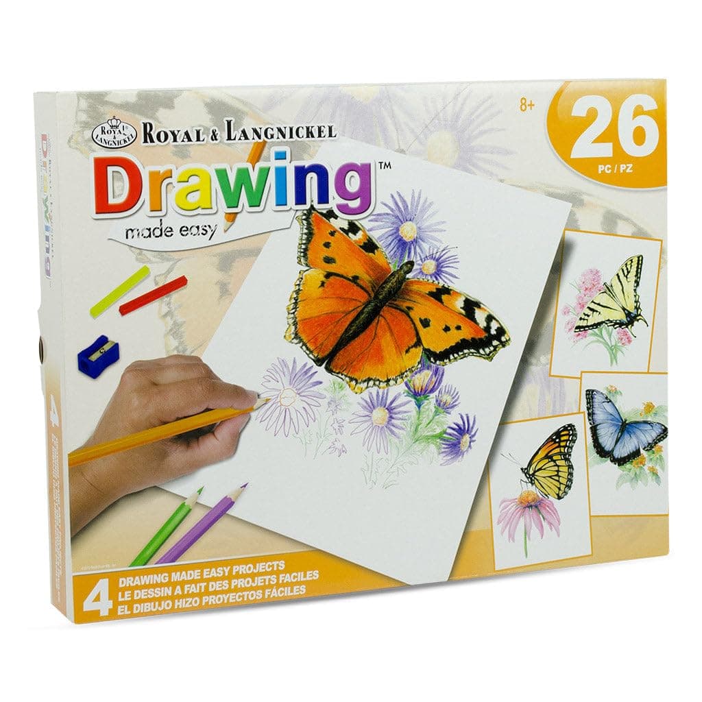 Royal 4-Picture Mix Set: Paint by Numbers with Coloured Pencils, Butterflies