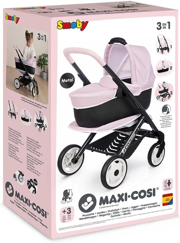 Smoby - Maxi-Cosi количка 3 в 1, розова
