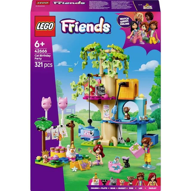 LEGO® Friends 42666 - Котешко парти за рожден ден и дървесна къща