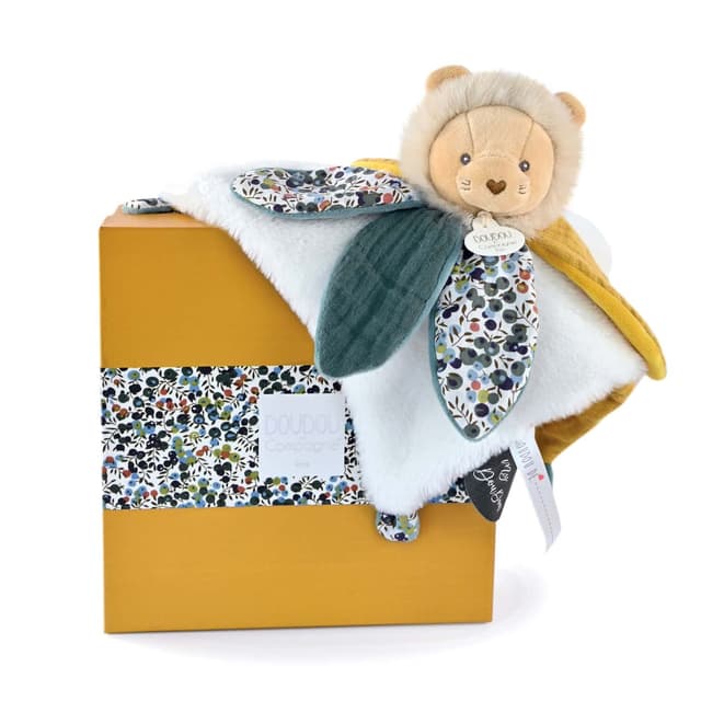 Плюшена играчка за гушканe Doudou Bohaime лъв 25 см с луксозна кутия, DC4025