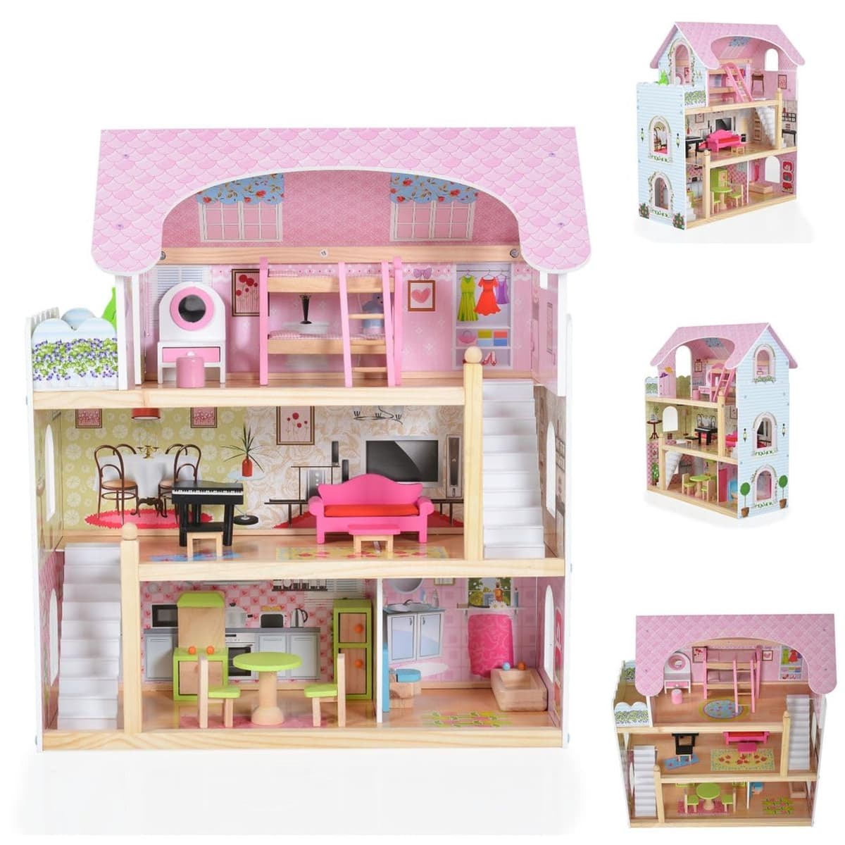 Moni Toys Mila 4110 Children's Wooden Dollhouse