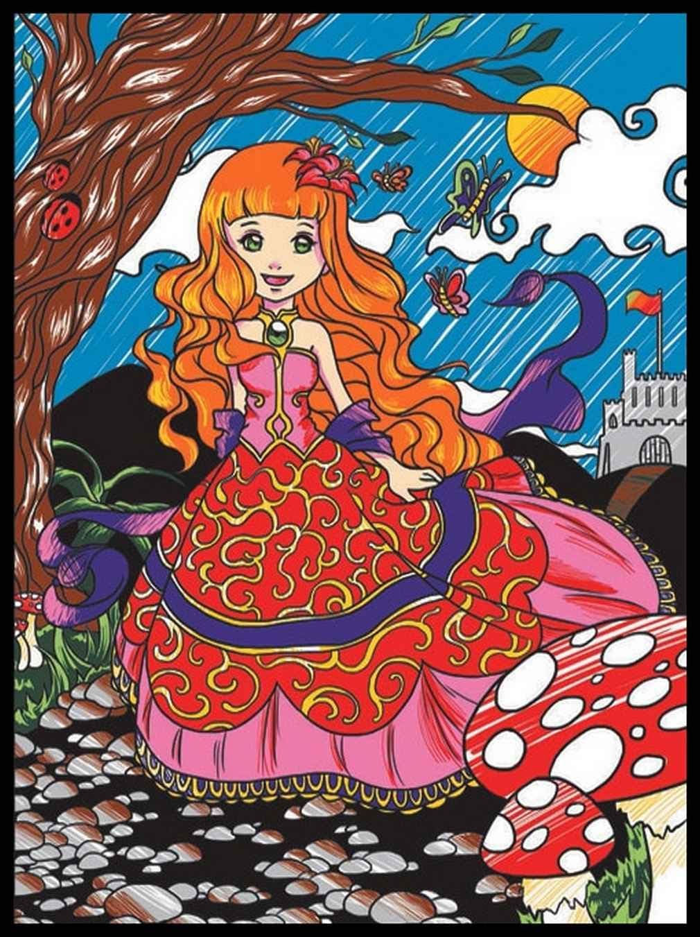 Картина за оцветяване Colorvelvet, Принцеса, 29.7 x 21 см