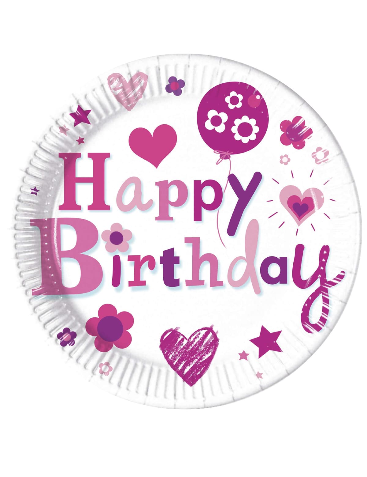 Procos Happy Birthday Pink Party Plates 8 pcs 23 cm 88200