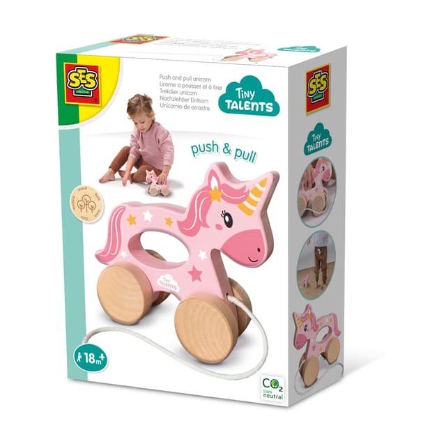 SES - Дървена играчка за дърпане, Еднорог