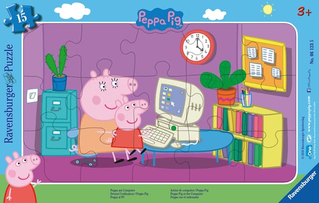 Ravensburger Puzzle 15 pcs - Peppa Pig: Peppa on the Computer