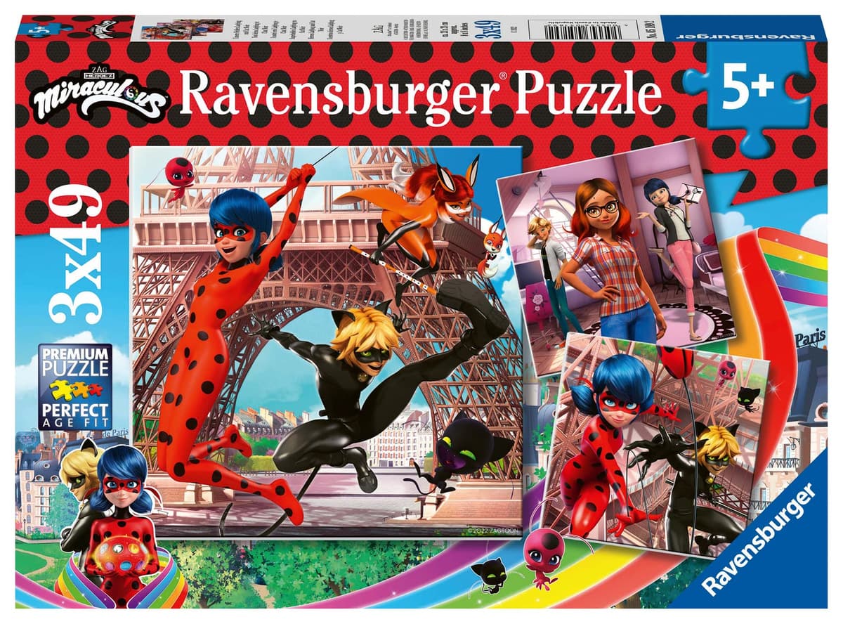 Ravensburger Puzzle 3x49 pcs - Ladybug and Cat Noir
