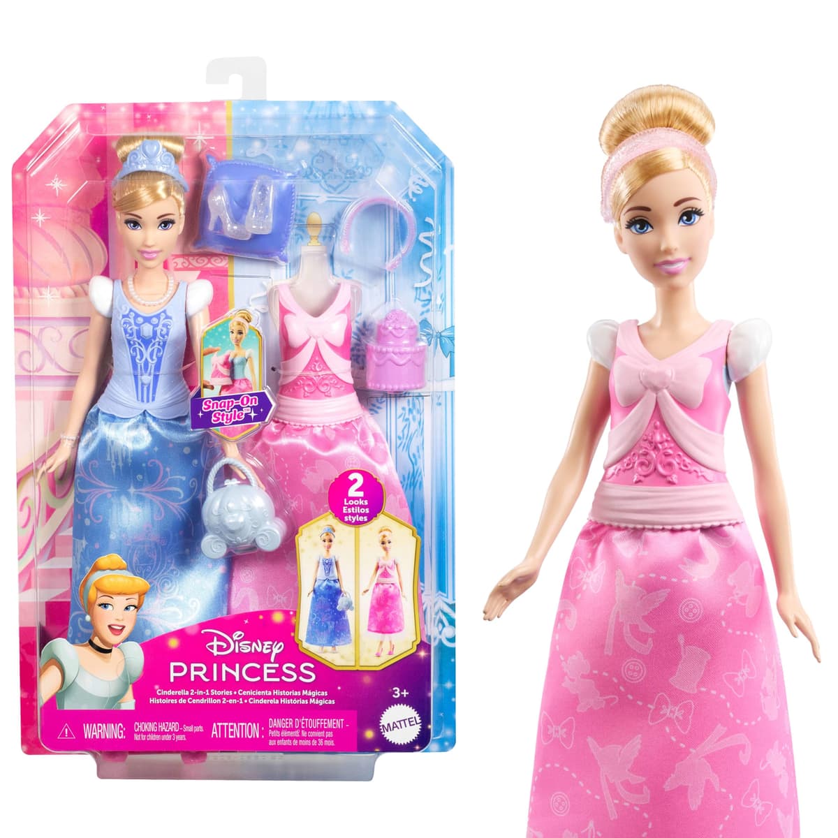 Кукла Disney Princess - Пепеляшка с 2 тоалета и 9 аксесоара