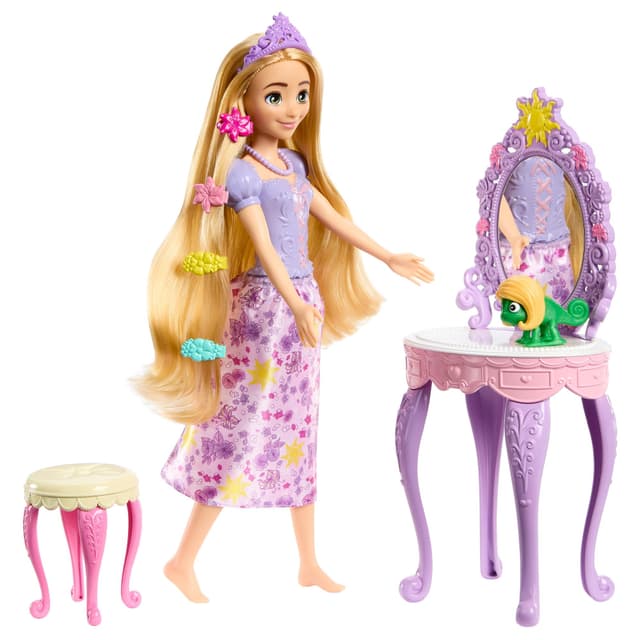 Кукла Disney Princess - Рапунцел с тоалетка, Паскал и аксесоари
