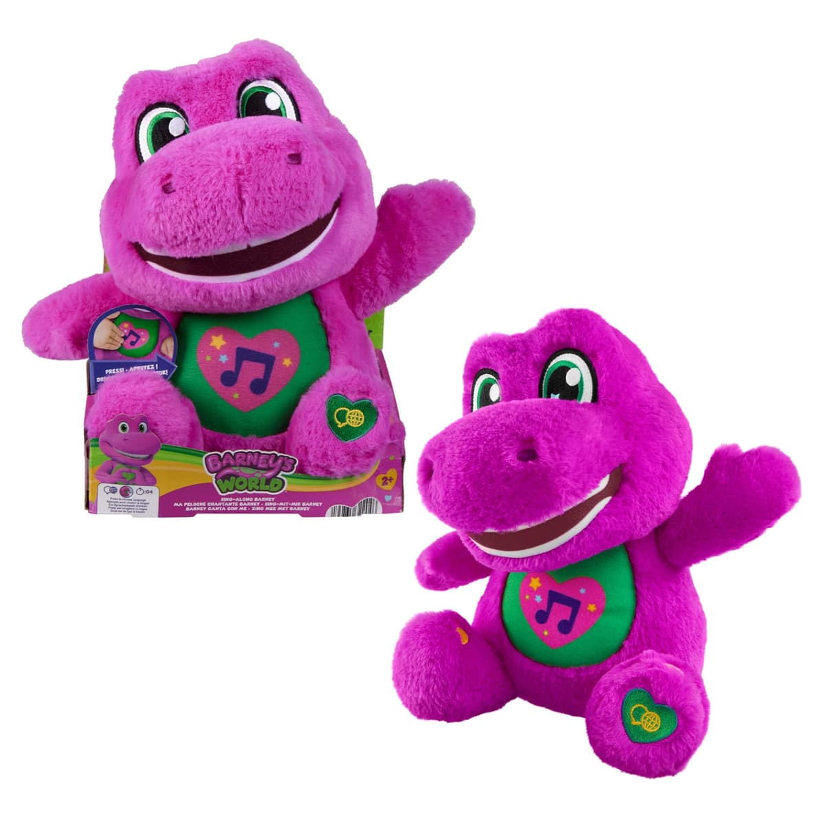 Fisher Price - Барни музикална плюшена фигурка с микрофон, 26 см