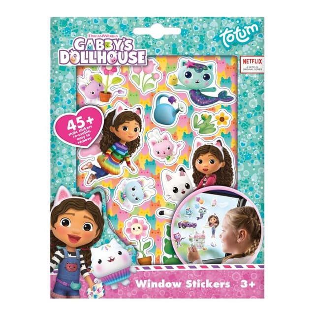 Комплект стикери, Totum, Gabby′s Dollhouse, Стикери за стъкло, 5 части