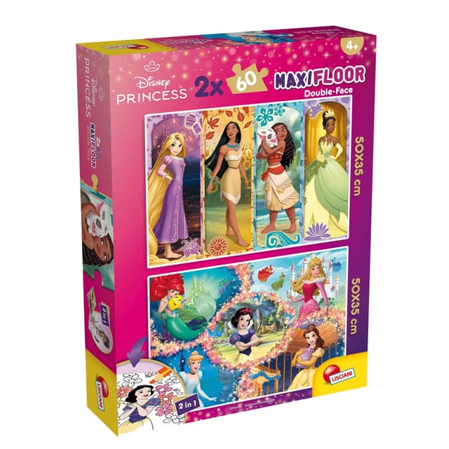 Пъзел, Lisciani, Disney Princess, Двулицев пъзел 2 x 60 части
