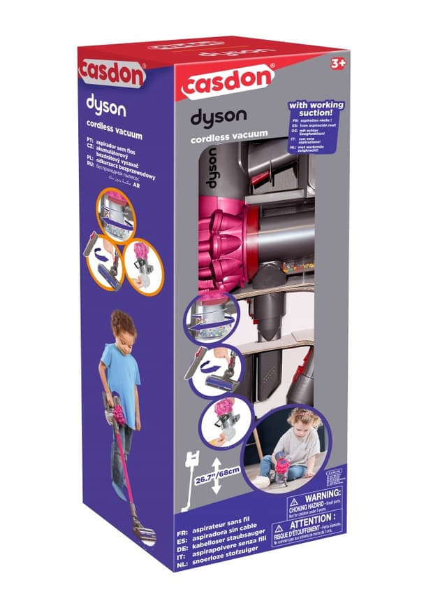 Интерактивна играчка, Casdon, Dyson, Безжична прахосмукачка, Розова