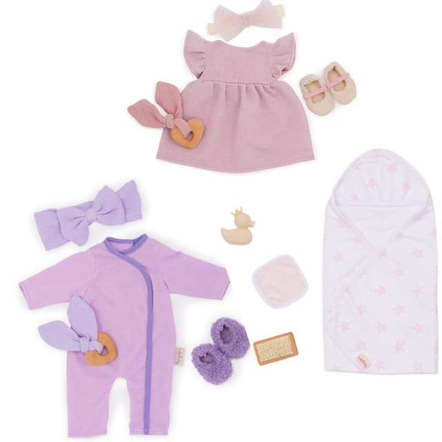 Комплект аксесоари за кукла, Battat, Lulla Baby, Дрехи за момичета, 11 части, Розов