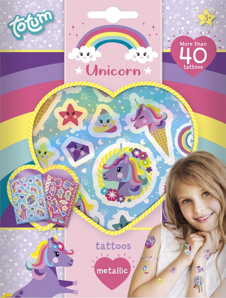Temporary Tattoo Set, Totum, Unicorn, 40 pcs