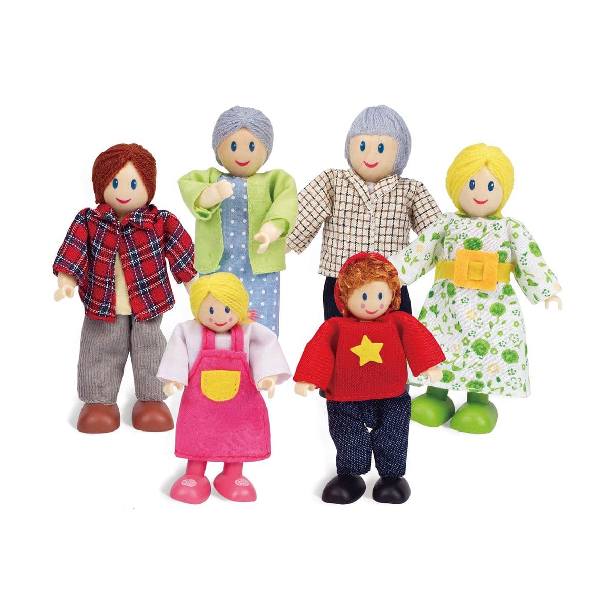Wooden Doll Set, Hape, Happy Family, 6 pcs