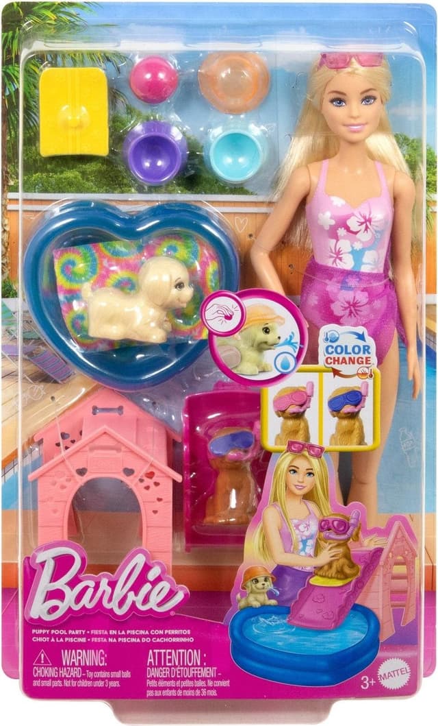 Кукла Barbie - Комплект с басейн за домашни любимци