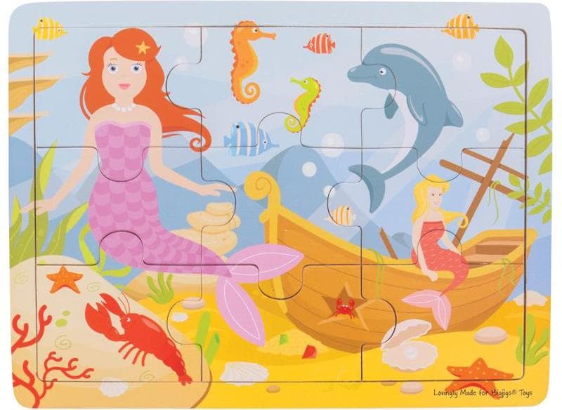 Дървен пъзел в рамка - Русалка Puzzle Mermaid