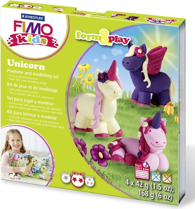 Staedtler - Комплект глина Fimo Kids, 4x42 гр, Unicorn