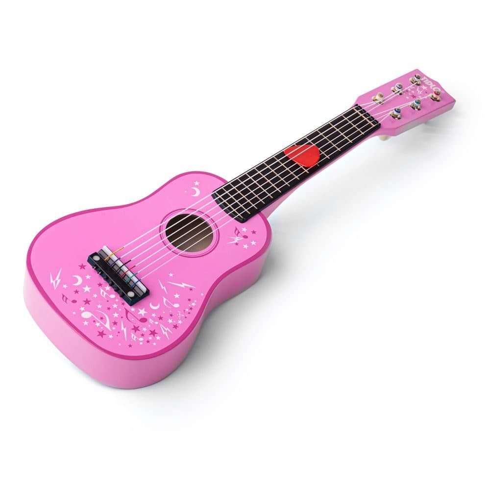 Bigjigs - Children's Wooden Guitar in Pink