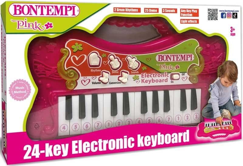 Bontempi - Мини караоке синтезатор 24 клавиша, розов