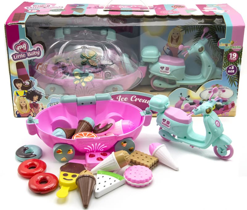 Princess Carriage with Scooter with Ice Cream and Donuts 48x20x18 cm