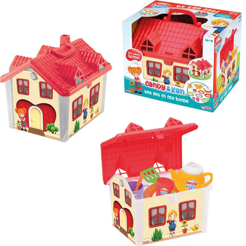 Dollhouse with Tea Set 22x27x22