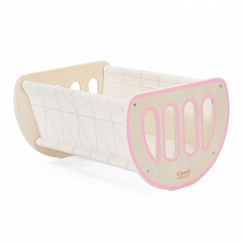 Wooden Bed - 2-in-1 Cradle for Dolls
