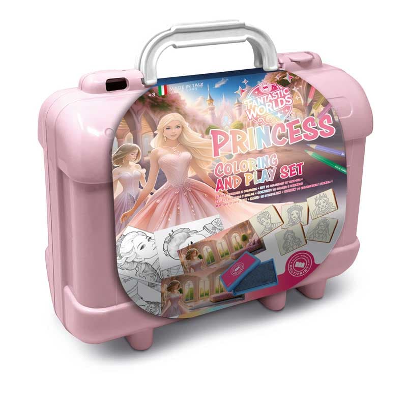 Арт куфарче PIXIE PRINCESS с 10 цветни молива, 5 печата и пъзел стикери за декорация