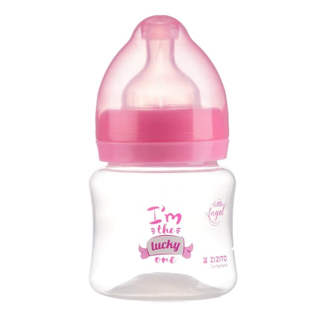 Little Angel Polypropylene Bottle 125 ml, Wide Neck, Silicone Teat 0+ months, Pink