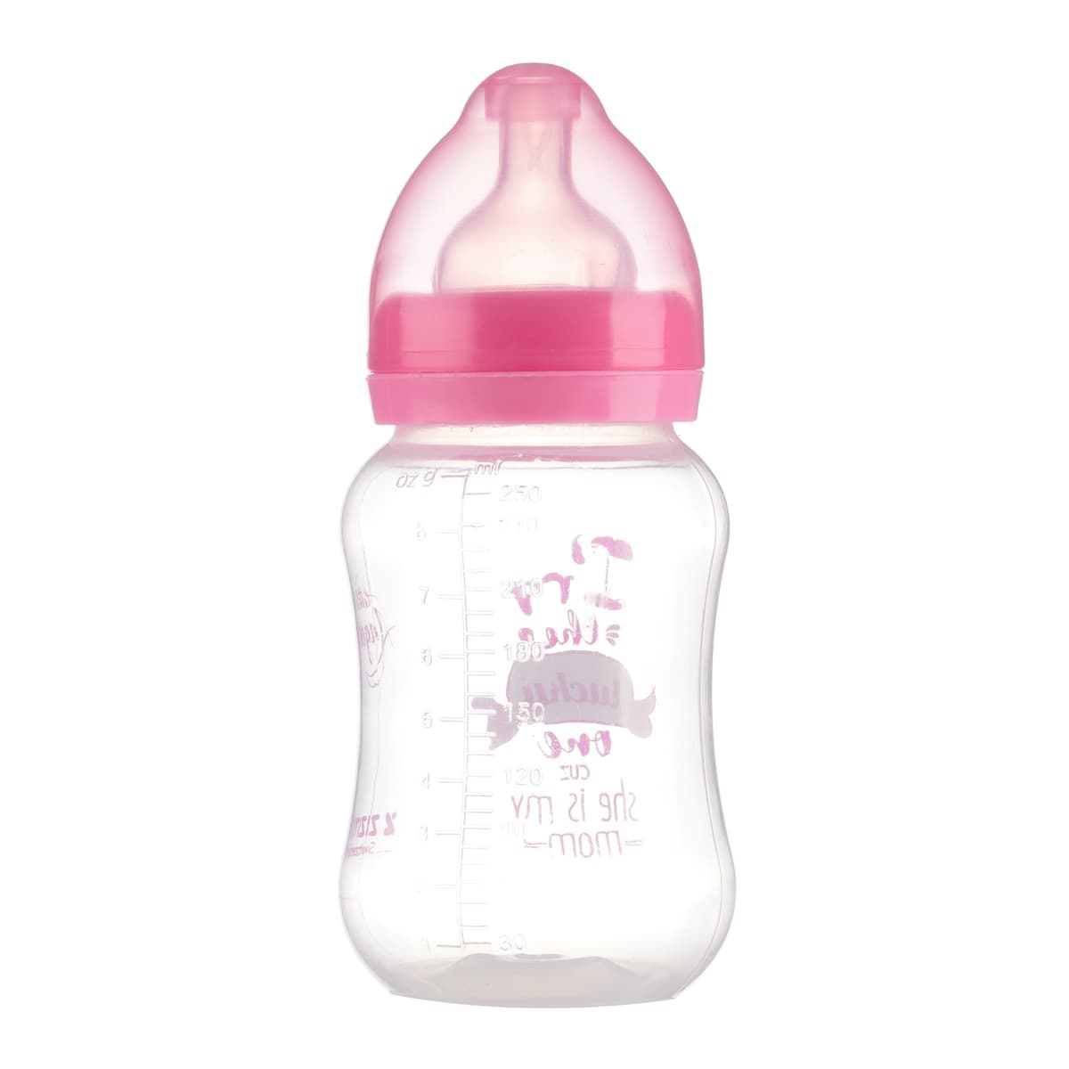 Little Angel Polypropylene Wide-Neck Feeding Bottle with 2-Drop Teat (3+ months), 250 ml, Pink