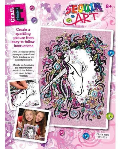 Творчески комплект KSG Crafts - Изкуство с пайети, Еднорог