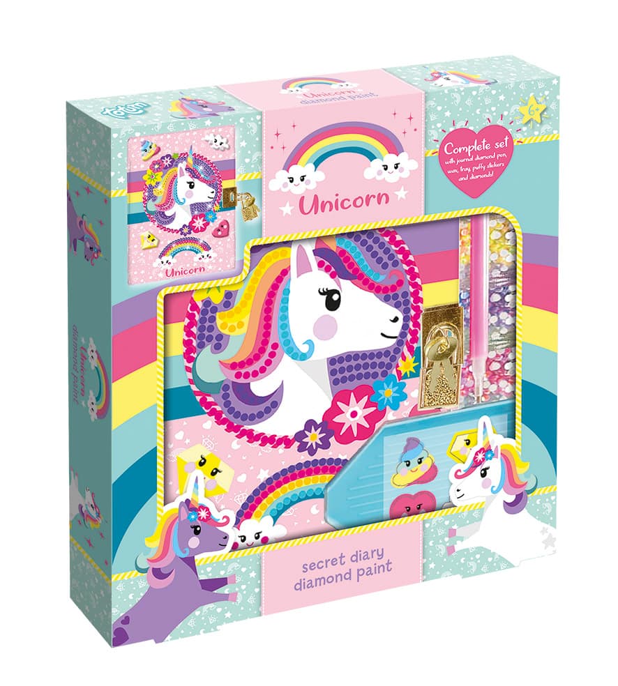 Craft Kit, Totum, Decorate Your Own Secret Diary with Diamonds, Unicorn