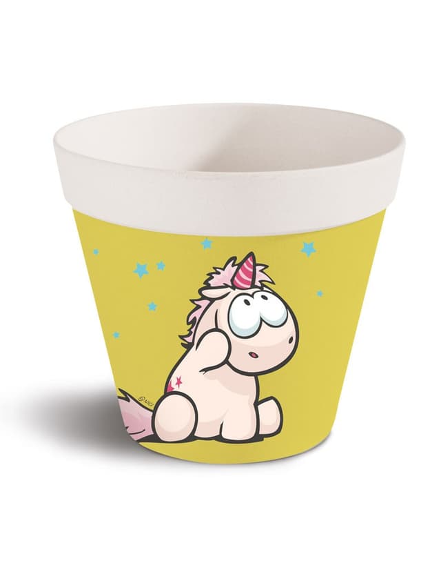 Bamboo Plant Pot - Theodor the Unicorn, Yellow