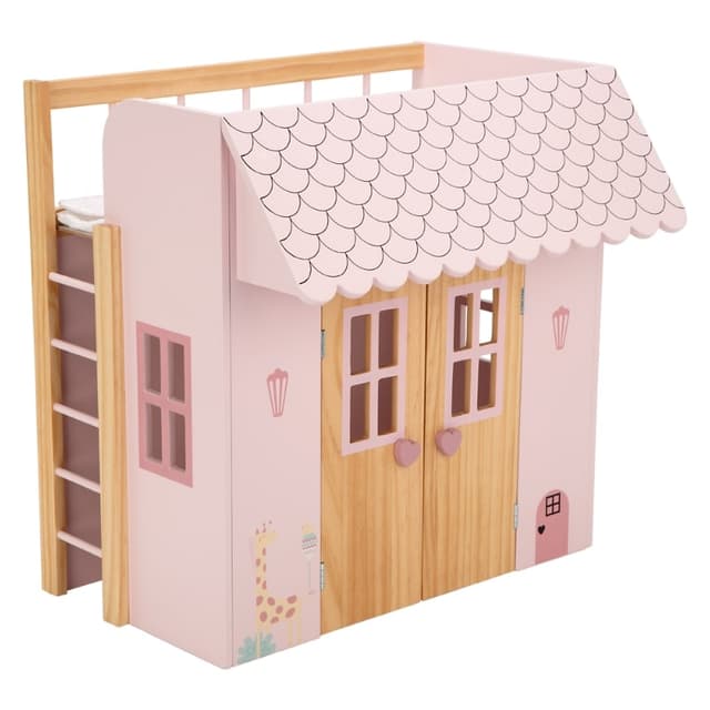 Pink Wooden House Arias from the Nature Series for Dolls with Bed